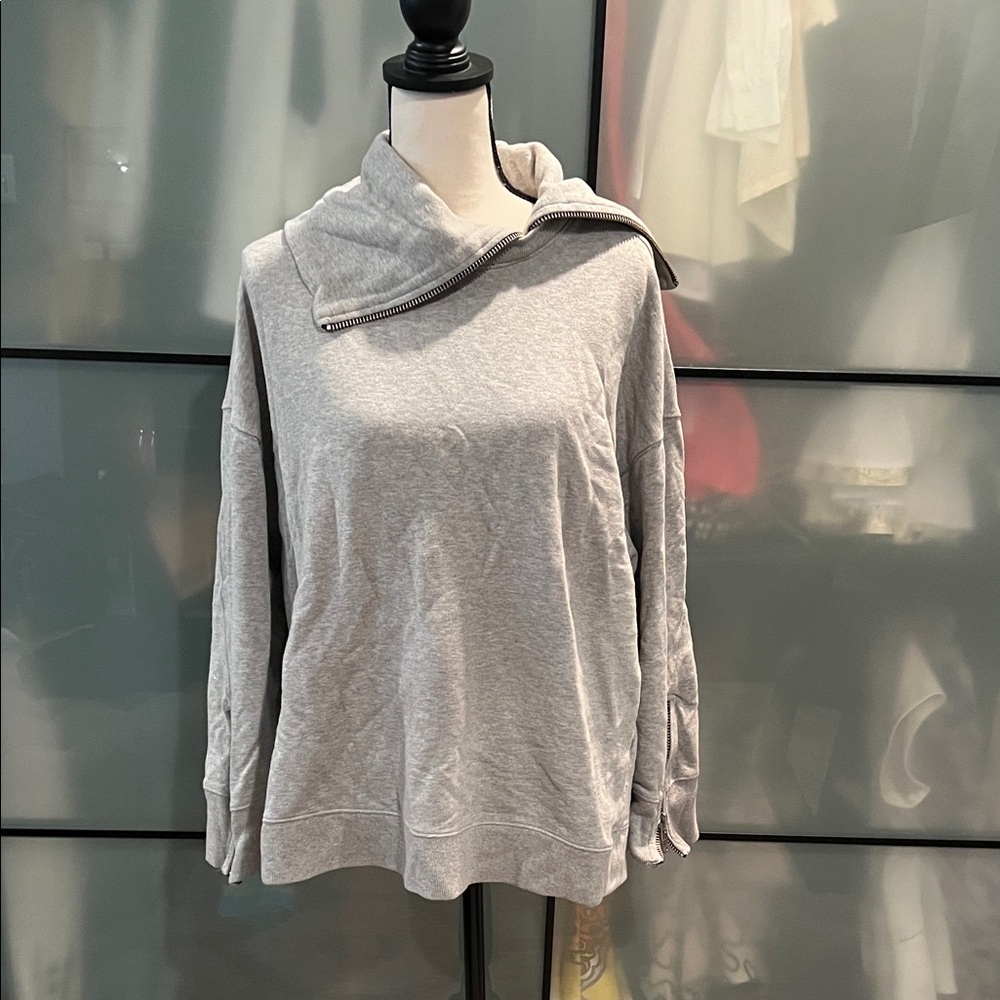 All Saints Bella Zip Gray Sweatshirt